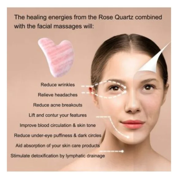 NWT Gua Sha Pink Quartz Facial Tool Massage - Picture 4 of 11